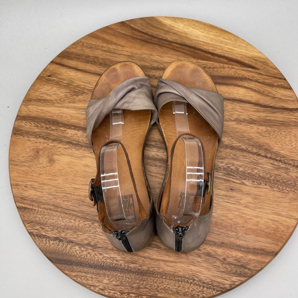 Miz Mooz NYC Sandals Womens 10.5 / 42 Distressed Gray Leather Ankle Strap - Picture 5 of 10